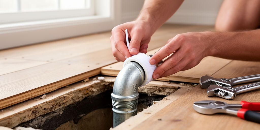 Намотка сантехнической ленты на резьбу