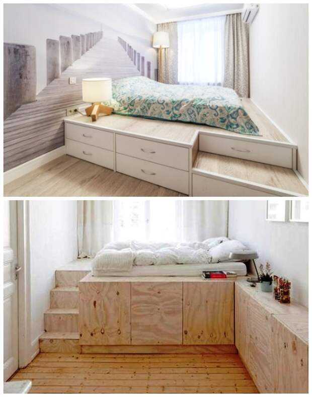 Изготовление кровати-подиума с ящиками своими руками позволяет рационально организовать пространство в комнате Инструкция по изготовлению и установке