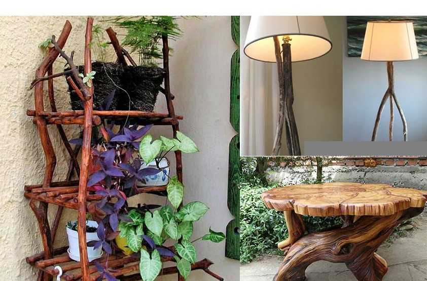 100 идей мебели из коряг, веток, пней и стволов деревьев в интерьере на фото