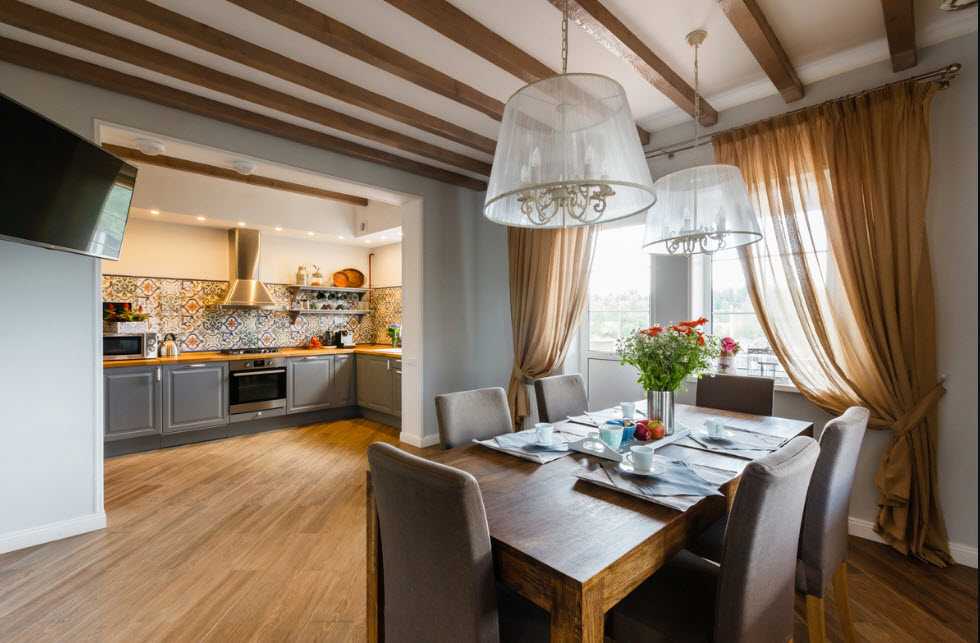 Дизайн кухни в частном доме – интерьер гостиной, столовой + фото