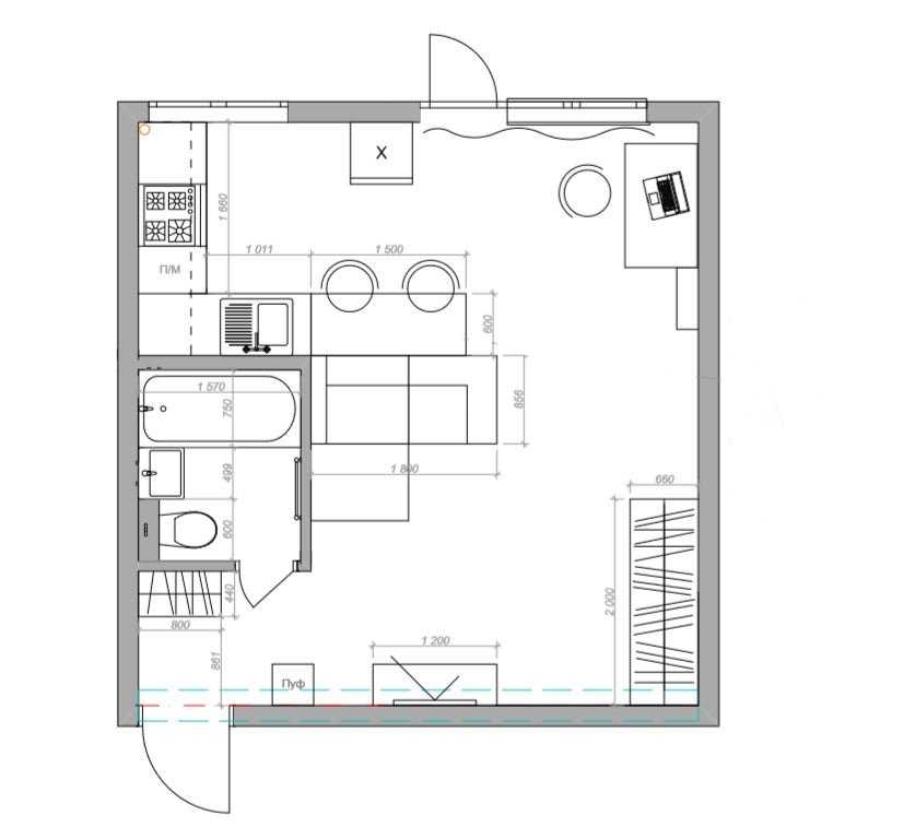 Интерьер и планировка студии 20 квадратов 2020 года. Реальные фото квартиры-студии, важные технические моменты зонирования пространства.