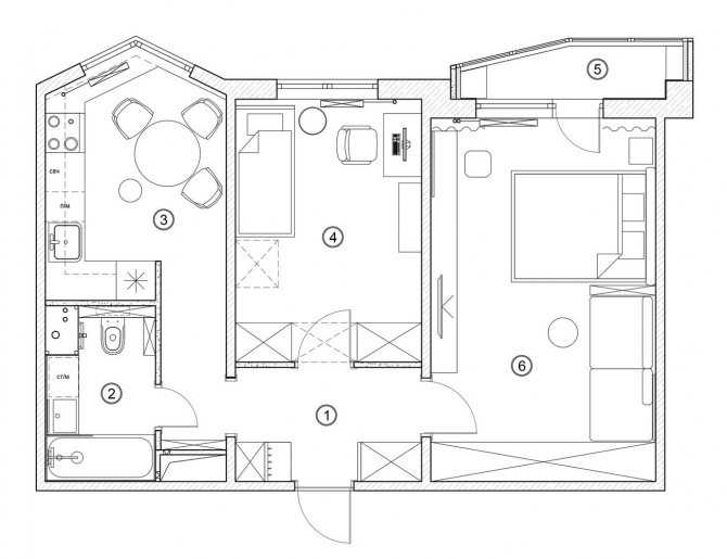 Дизайн квартиры 42 кв. м. – фото, зонирование, идеи обустройства