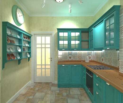 Дизайн и сочетание цветов бирюзовой кухни в интерьере