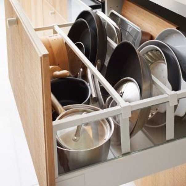 Идеи для хранения крышек от кастрюль и сковородок на кухне: своими руками создаем удобный органайзер