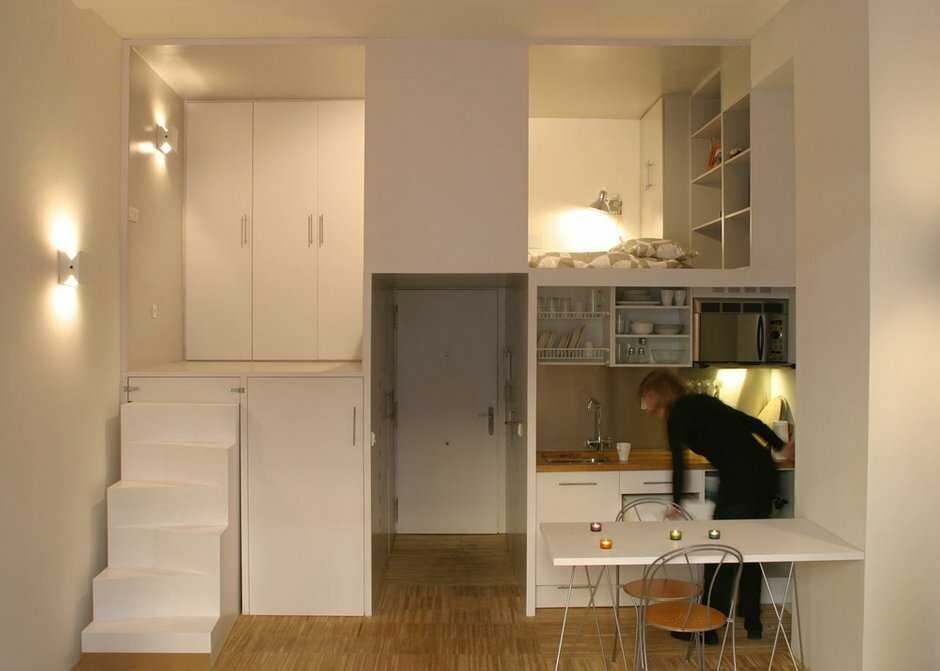 Квартира-студия - интерьер и планировка 30 кв. м. Какие стили применяются при планировании и декорировании жилья. Какое зонирование применятеся.