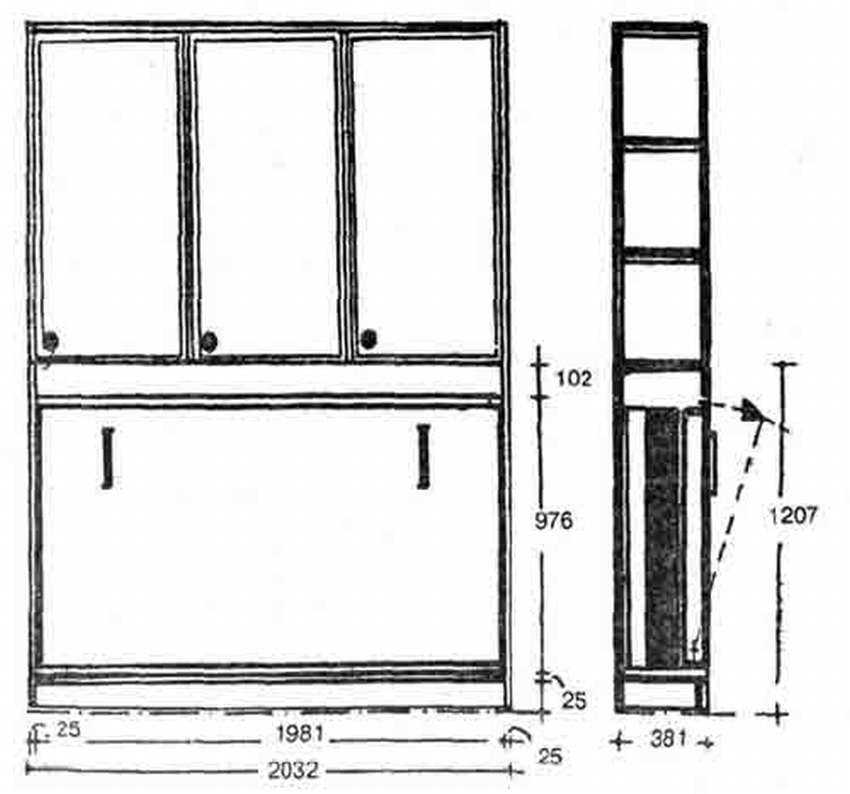 Откидная кровать, встроенная в шкаф: чертеж и инструкция по сборке