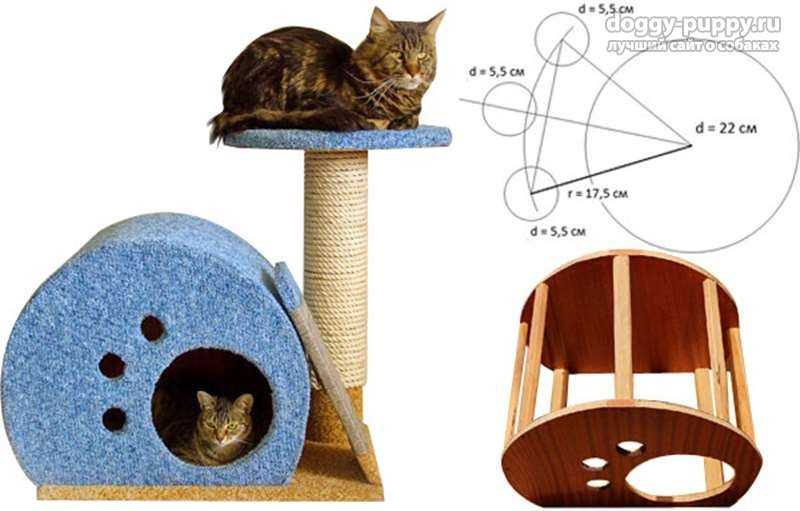 Пошаговая инструкция с фото по изготовлению домика для кошки из коробки своими руками. Как сделать конструкцию из футболки, картонных кругов и дом с когтеточкой.