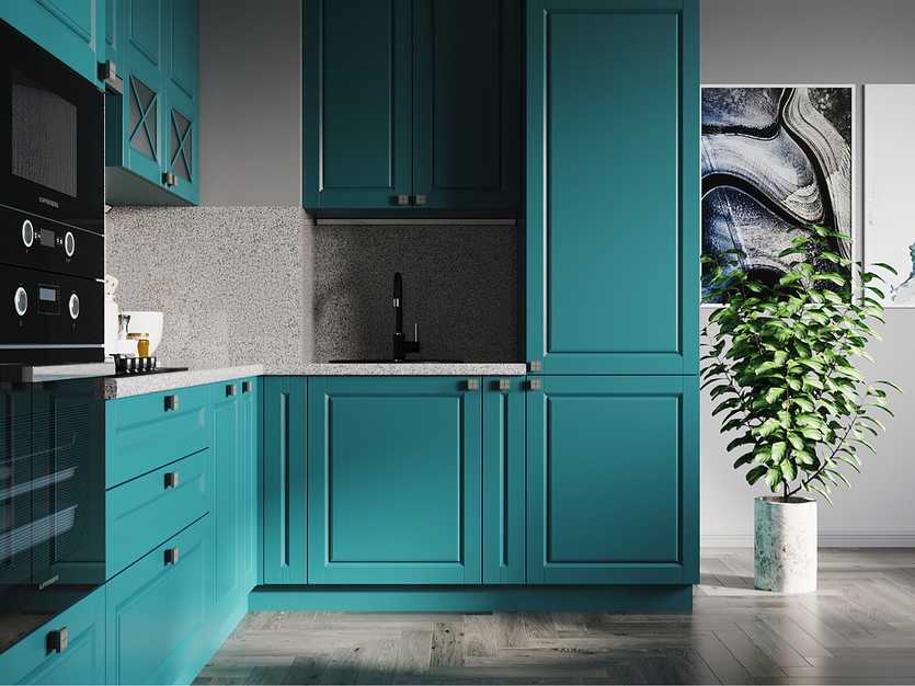 Кухня в бирюзовом цвете: интерьер, сочетания цветов, популярные стили, фото